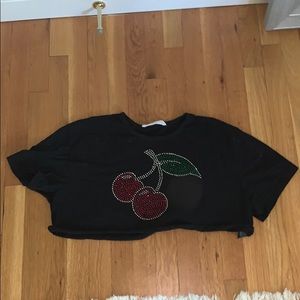 cropped cherry t-shirt